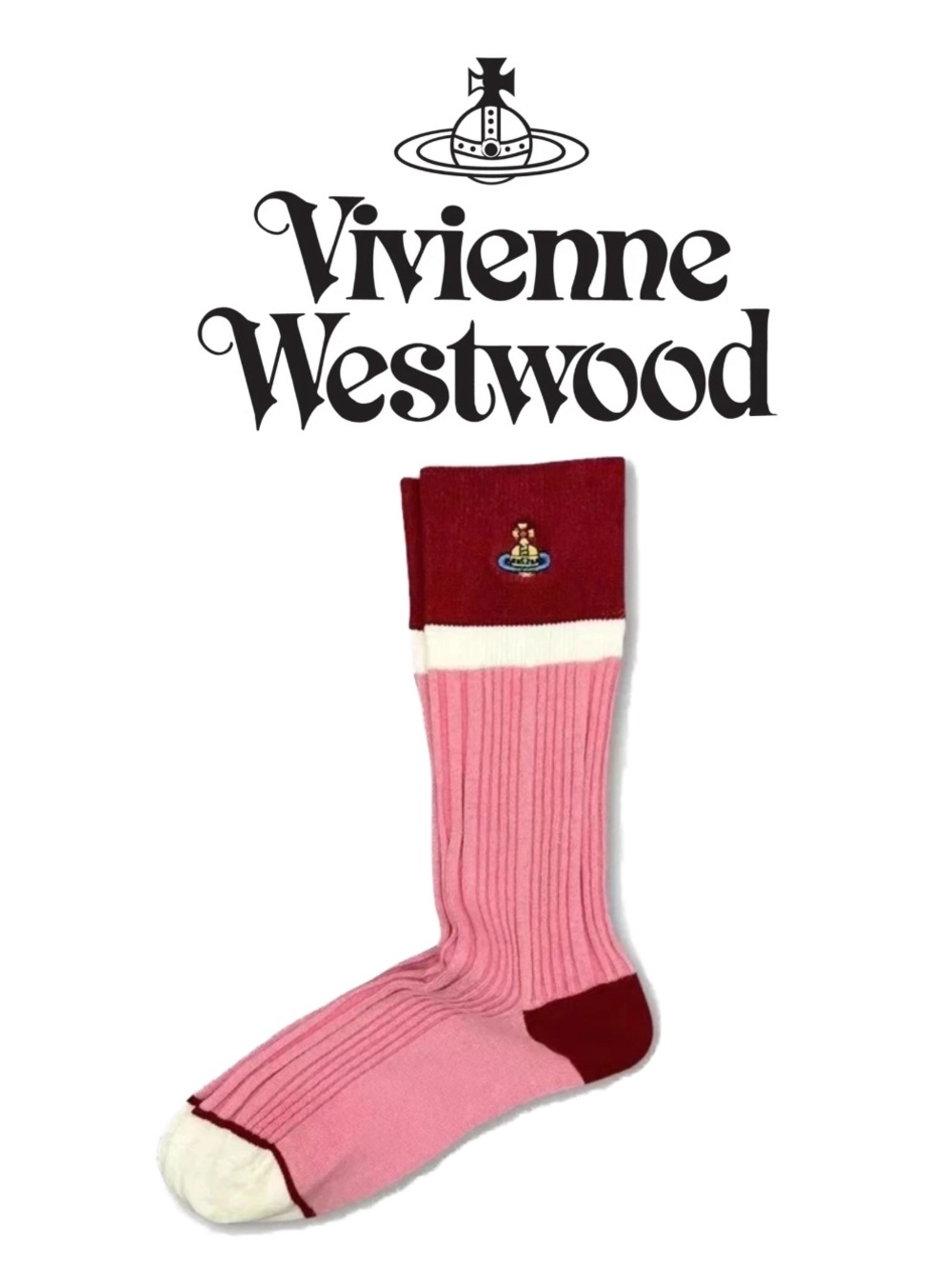 Vivienne Westwood Unisex Colorblock Ribbed Socks - Multi Color Choices - Picture 7 of 13
